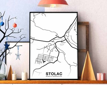 STOLAC Bosnia map poster Hometown City Print Modern Home Decor Office Decoration Wall Art Dorm Bedroom Gift