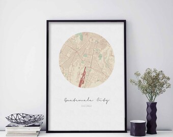 GUATEMALA CITY Guatemala map poster wall decor design modern minimal nordic travel bedroom home art vintage retro dorm nursery housewarming