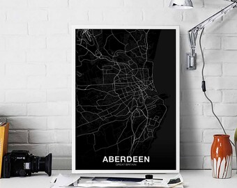 ABERDEEN Great Britain poster color Hometown City Print Modern Home Decor Office Decoration Wall Art Dorm Bedroom Gift