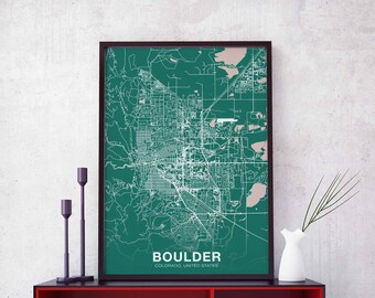 BOULDER Colorado CO USA poster color Hometown City Print Modern Home Decor Office Decoration Wall Art Dorm Bedroom Gift