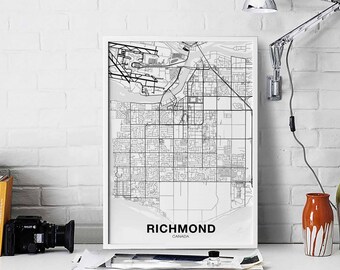 RICHMOND Canada map poster Hometown City Print Modern Home Decor Office Decoration Wall Art Dorm Bedroom Gift