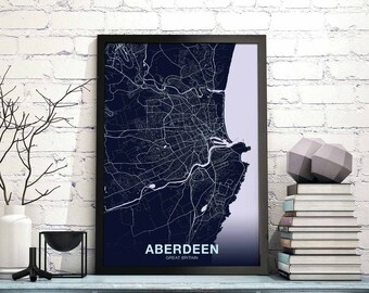 ABERDEEN Great Britain poster color Hometown City Print Modern Home Decor Office Decoration Wall Art Dorm Bedroom Gift