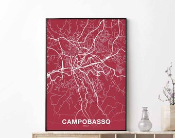CAMPOBASSO Italy map poster color Hometown City Print Modern Home Decor Office Decoration Wall Art Dorm Bedroom Gift