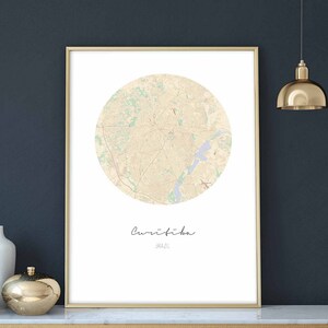 Póster de mapa de CURITIBA, Brasil, decoración de pared, diseño moderno, minimalista, nórdico, para viajes, dormitorio, arte para el hogar, dormitorio retro vintage, guardería, inauguración de la casa