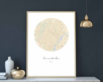 CURITIBA Brazil map poster wall decor design modern minimal nordic travel bedroom home art vintage retro dorm nursery housewarming