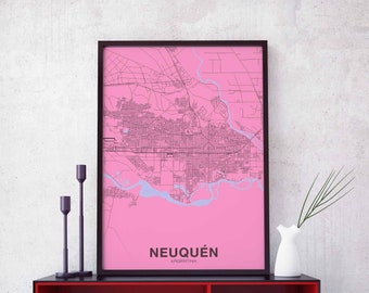NEQUEN Argentina map poster color Hometown City Print Modern Home Decor Office Decoration Wall Art Dorm Bedroom Gift art