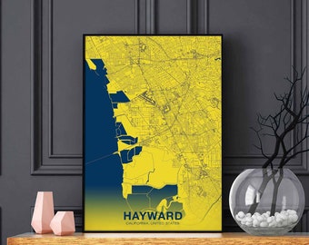HAYWARD California CA USA poster color Hometown City Print Modern Home Decor Office Decoration Wall Art Dorm Bedroom Gift