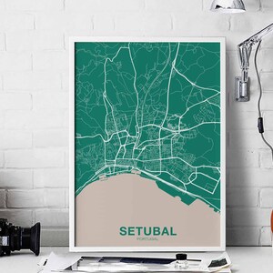SETUBAL Portugal kaart poster kleur Woonplaats Stad Print Modern Home Decor Kantoor Decoratie Wall Art Slaapzaal Slaapkamer Cadeau