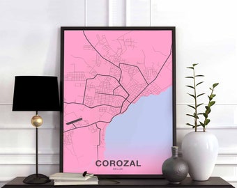 COROZAL Belize poster color Hometown City Print Modern Home Decor Office Decoration Wall Art Dorm Bedroom Gift