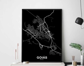 GOIAS Brazil map poster black white Hometown City Print Modern Home Decor Office Decoration Wall Art Dorm Bedroom Gift