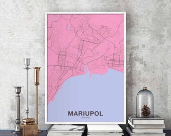 MARIUPOL Ukraine map poster color Hometown City Print Modern Home Decor Office Decoration Wall Art Dorm Bedroom Gift