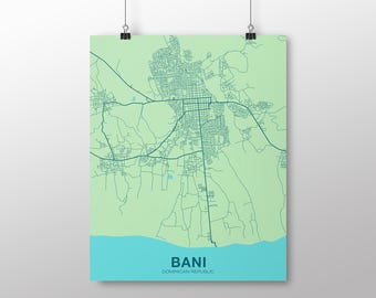 BANI Dominican Republic map poster black white Hometown City Print Modern Home Decor Office Decoration Wall Art Dorm Bedroom Gift