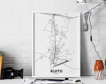 KUITO Angola map poster black white Hometown City Print Modern Home Decor Office Decoration Wall Art Dorm Bedroom Gift