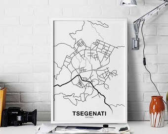 TSEGENATI Eritrea map poster black white Hometown City Print Modern Home Decor Office Decoration Wall Art Dorm Bedroom Gift