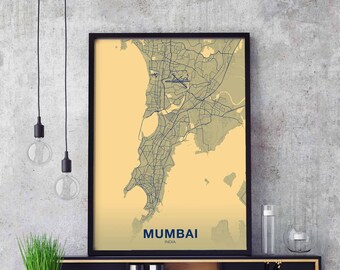 MUMBAI India  poster color Hometown City Print Modern Home Decor Office Decoration Wall Art Dorm Bedroom Gift