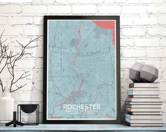 ROCHESTER New York USA map poster black white Hometown City Print Modern Home Decor Office Decoration Wall Art Dorm Bedroom Gift