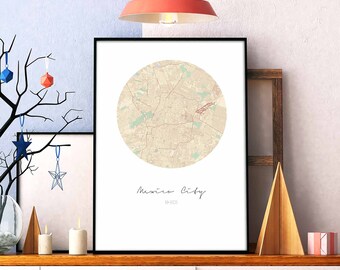 MEXICO CITY Mexico map poster wall decor design modern minimal nordic travel bedroom home art vintage retro dorm nursery housewarming