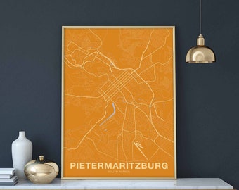 PIETERMARITZBURG South Africa map poster color Hometown City Print Modern Home Decor Office Decoration Wall Art Dorm Bedroom Gift
