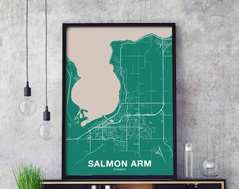 SALMON ARM Canada map poster color Hometown City Print Modern Home Decor Office Decoration Wall Art Dorm Bedroom Gift