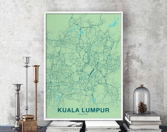 KUALA LUMPUR Malaysia map poster color Hometown City Print Modern Home Decor Office Decoration Wall Art Dorm Bedroom Gift art