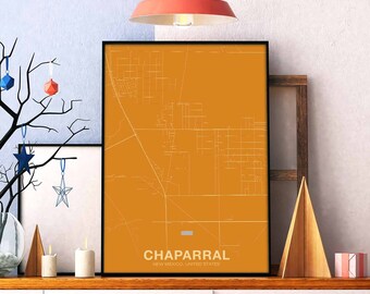 CHAPARRAL New Mexico NM us map poster color Hometown City Print Modern Home Decor Office Decoration Wall Art Dorm Bedroom Gift