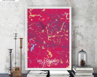 HILLSBORO Oregon usa map poster black white Hometown City Print Modern Home Decor Office Decoration Wall Art Dorm Bedroom Gift