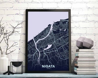 NIGATA Japan map poster color Hometown City Print Modern Home Decor Office Decoration Wall Art Dorm Bedroom Gift