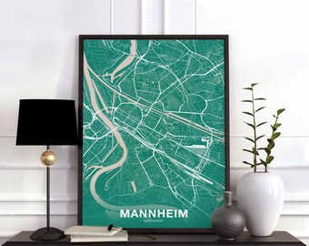 MANNHEIM Germany poster color Hometown City Print Modern Home Decor Office Decoration Wall Art Dorm Bedroom Gift
