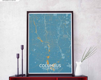 COLUMBUS Ohio USA map poster black white Hometown City Print Modern Home Decor Office Decoration Wall Art Dorm Bedroom Gift