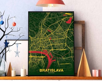 BRATISLAVA Slovakia poster color Hometown City Print Modern Home Decor Office Decoration Wall Art Dorm Bedroom Gift
