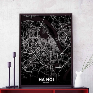 HA NOI HANOI Vietnam Karte Poster Heimatstadt Stadt Druck Modernes Wohnkultur Büro Dekoration Wand Kunst Wohnheim Schlafzimmer Geschenk