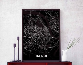 HA NOI HANOI Vietnam map poster Hometown City Print Modern Home Decor Office Decoration Wall Art Dorm Bedroom Gift