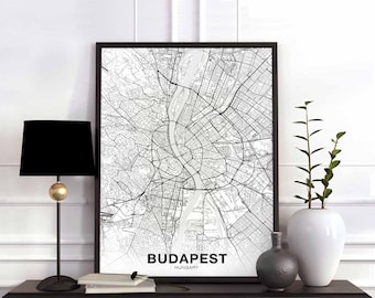 BUDAPEST Hungary map poster Hometown City Print Modern Home Decor Office Decoration Wall Art Dorm Bedroom Gift
