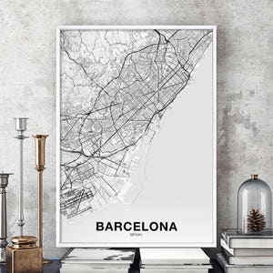 BARCELONE, espagne, carte, affiche, ville natale, ville, impression, moderne, décoration intérieure, bureau, décoration, mur, art, dortoir, chambre, cadeau