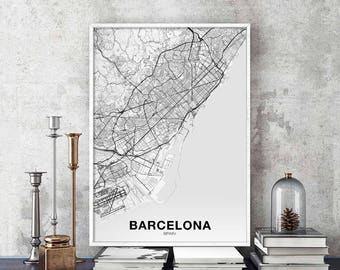 BARCELONA Spain map poster Hometown City Print Modern Home Decor Office Decoration Wall Art Dorm Bedroom Gift