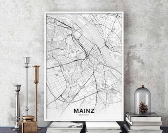 MAINZ Germany map poster Hometown City Print Modern Home Decor Office Decoration Wall Art Dorm Bedroom Gift