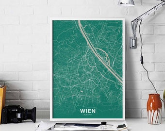 WIEN Austria map poster color Hometown City Print Modern Home Decor Office Decoration Wall Art Dorm Bedroom Gift