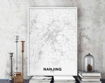 NANJING China map poster Hometown City Print Modern Home Decor Office Decoration Wall Art Dorm Bedroom Gift