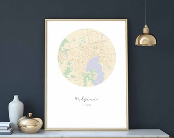 TELSIAI Lithuania map poster wall decor design modern minimal nordic travel bedroom home art vintage retro dorm nursery housewarming