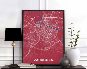 ZARARAGOZA Spain poster color Hometown City Print Modern Home Decor Office Decoration Wall Art Dorm Bedroom Gift