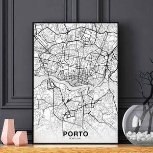 PORTO Portugal kaart poster Woonplaats Stad Print Modern Home Decor Kantoor Decoratie Wall Art Slaapzaal Slaapkamer Cadeau