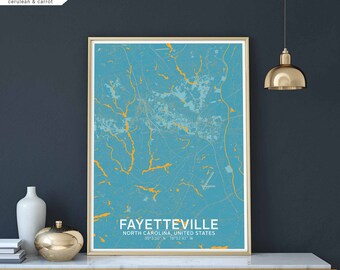 FAYETTEVILLE North Carolina USA map poster black white Hometown City Print Modern Home Decor Office Decoration Wall Art Dorm Bedroom Gift