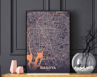 NAGOYA Japan map poster color Hometown City Print Modern Home Decor Office Decoration Wall Art Dorm Bedroom Gift