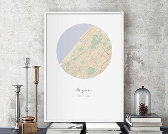 HAGUE Netherlands map poster wall decor design modern minimal nordic travel bedroom home art vintage retro dorm nursery housewarming