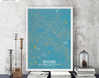 IRVINE California usa map poster black white Hometown City Print Modern Home Decor Office Decoration Wall Art Dorm Bedroom Gift
