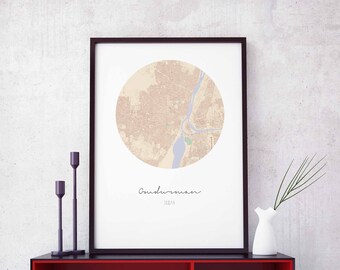 OMDURMAN Sudan map poster wall decor design modern minimal nordic travel bedroom home art vintage retro dorm nursery housewarming