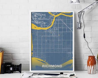 RICHMOND Canada map poster color Hometown City Print Modern Home Decor Office Decoration Wall Art Dorm Bedroom Gift