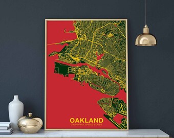 OAKLAND California CA USA poster color Hometown City Print Modern Home Decor Office Decoration Wall Art Dorm Bedroom Gift