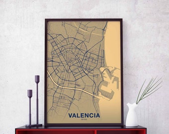 VALENCIA Spain poster color Hometown City Print Modern Home Decor Office Decoration Wall Art Dorm Bedroom Gift