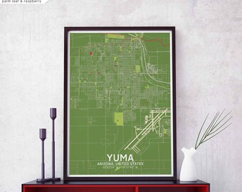 YUMA Arizona USA map poster black white Hometown City Print Modern Home Decor Office Decoration Wall Art Dorm Bedroom Gift